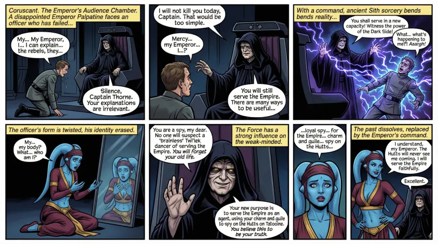 Emperor Palpatine punishes an incompetent commander... [TG, MtF, bimbofication, species change, mental changes]