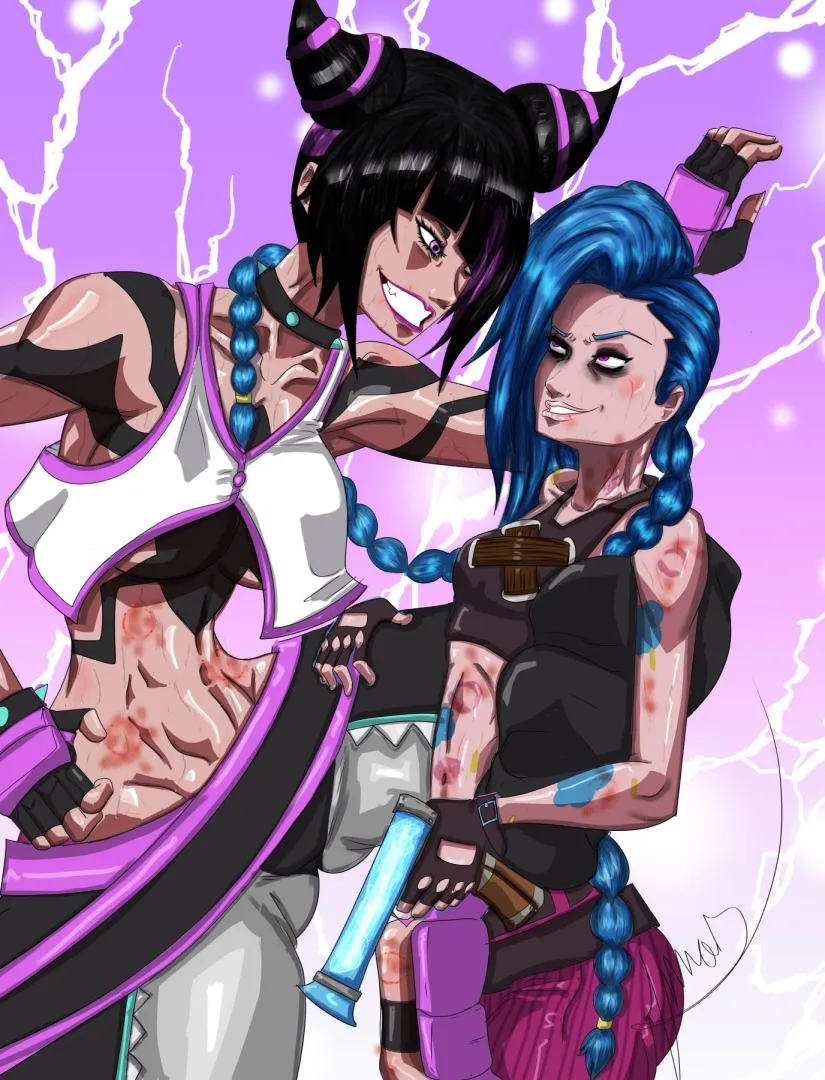 I don't remember if I posted this one here yet. But, well. Juri and Jinx crossover! (Art by me: JunasArts)