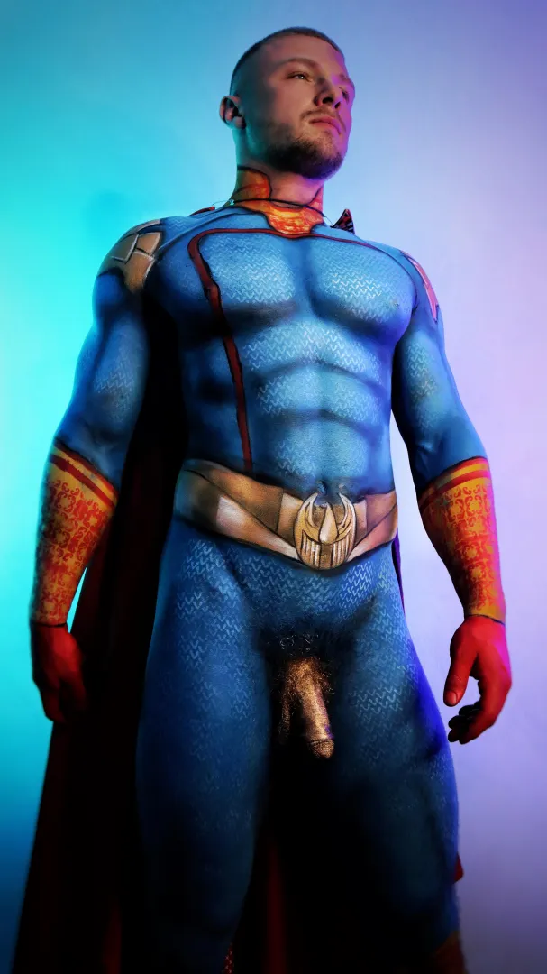 My Homelander body paint from The Boys!