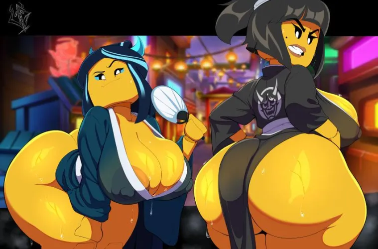 Nya and lady bone demon; by underground (artist)