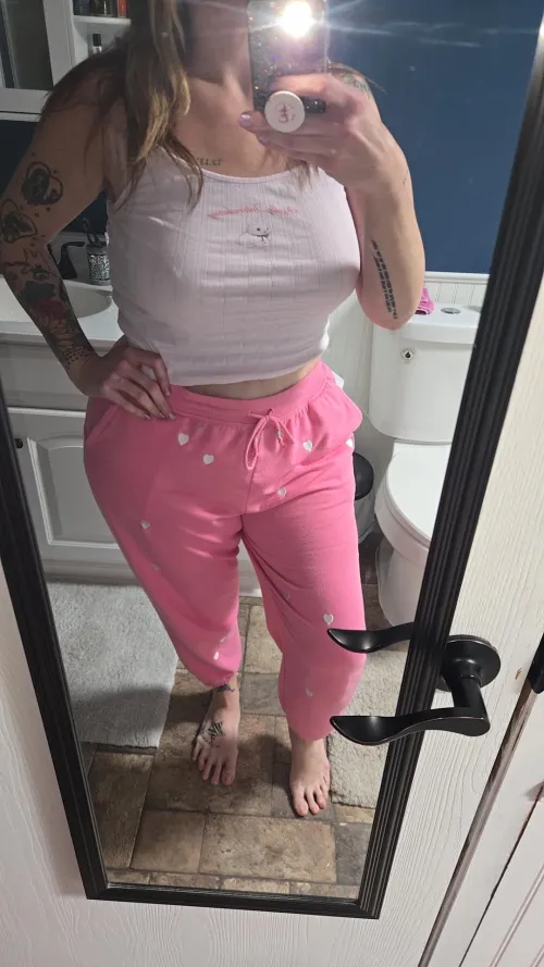 Pink heart PJ pants 