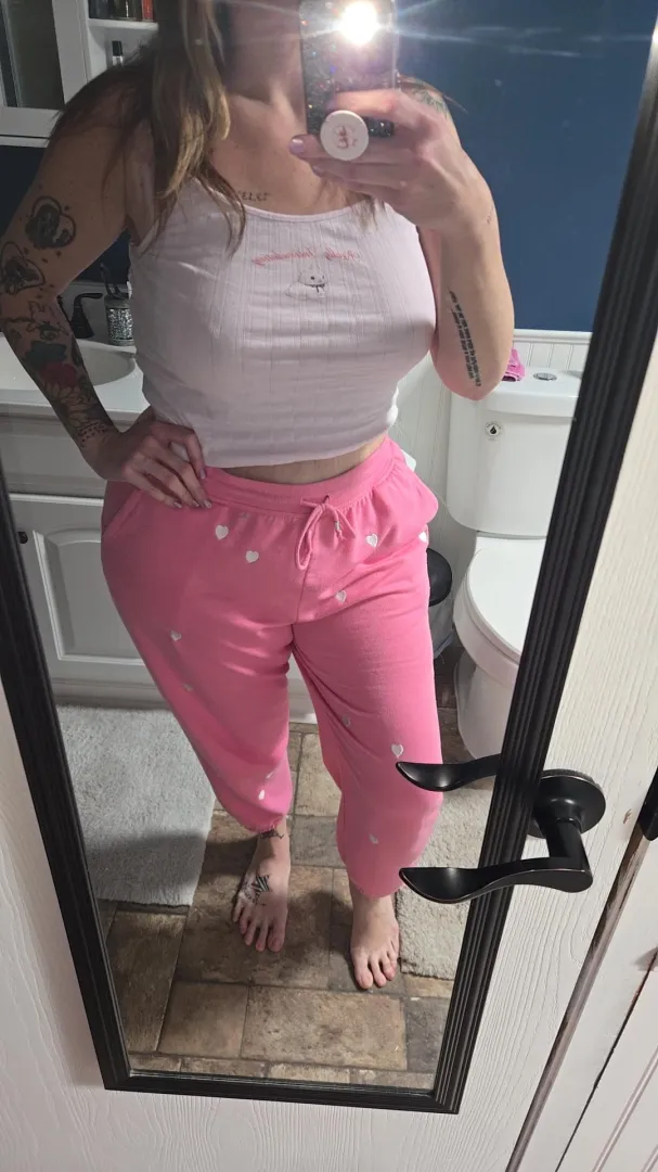 Pink heart PJ pants 