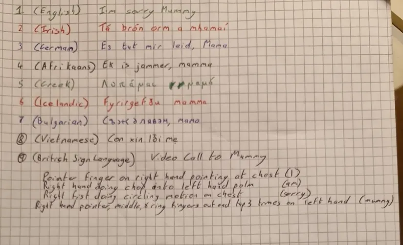 The lines Mummy made me do