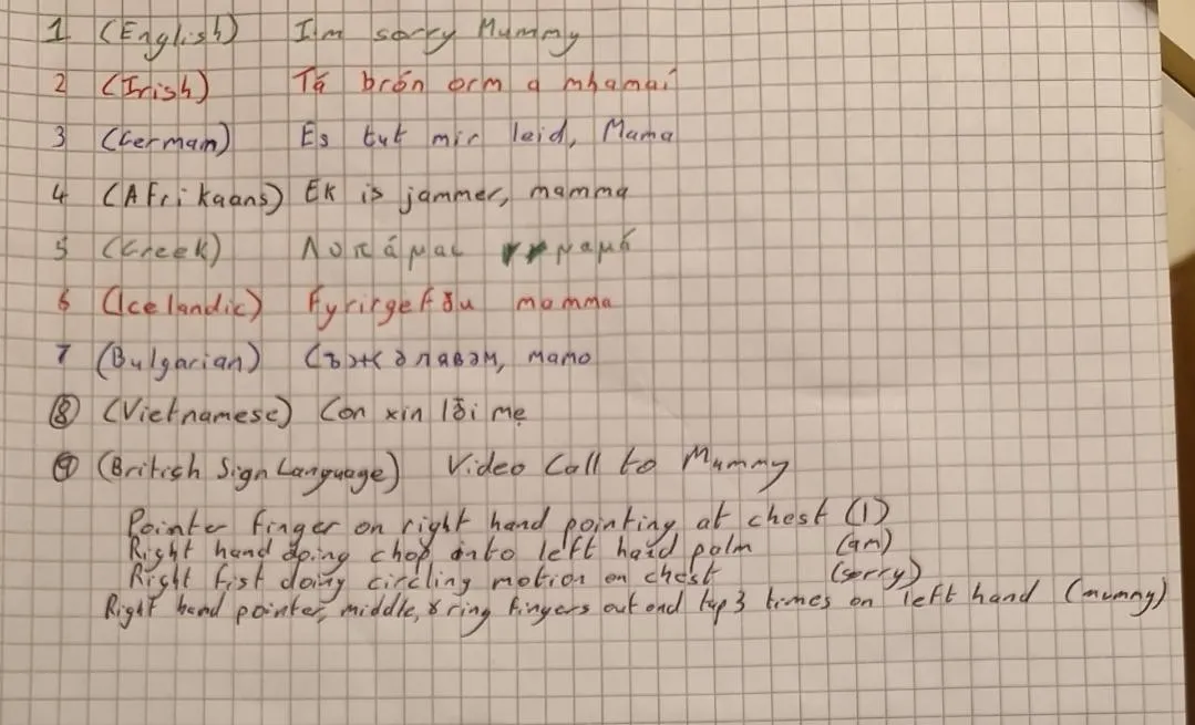 The lines Mummy made me do