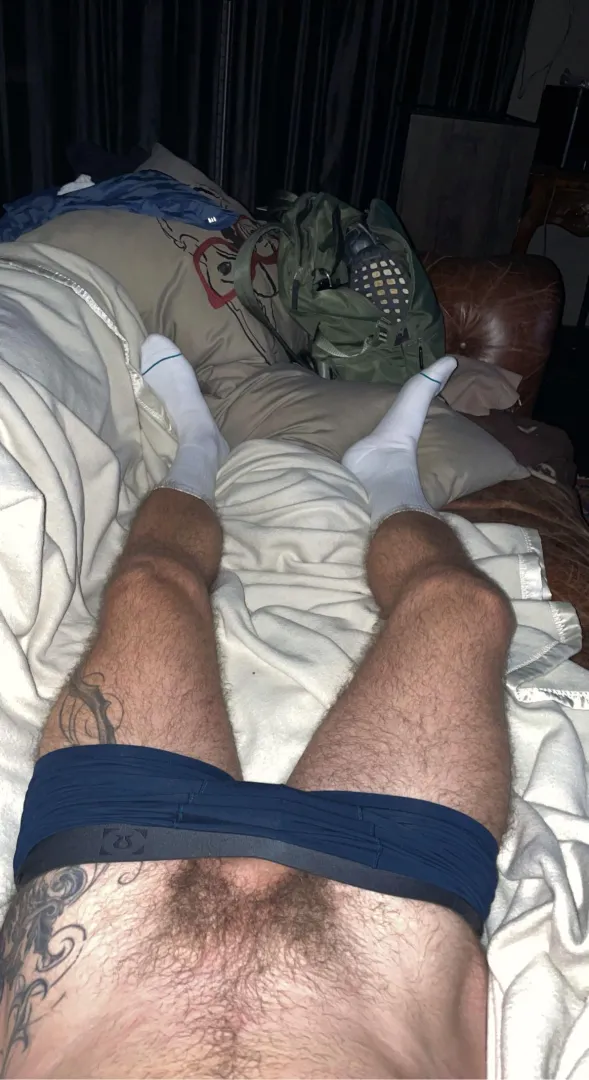 White socks, hairy legs and bush