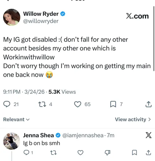 Willow lost her main insta. Follow Workinwithwillow for updates until she gets her main one back