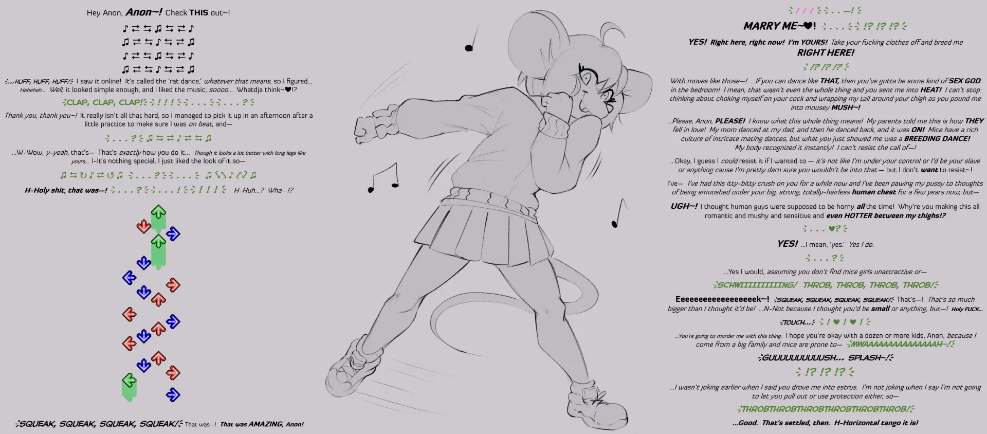 [MxF] So you think you can dance? [HMoFA][Rat Dance][Mating Dance][If you dance at him and he dances back, it's ON!][Youtube link in comments][Confession][In Heat][That escalated quickly!][MtG Caption][Artist: DemiDoggo]