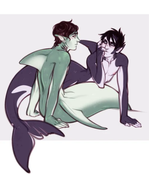 Oswald and Edward mermaid au . Artist shoguru