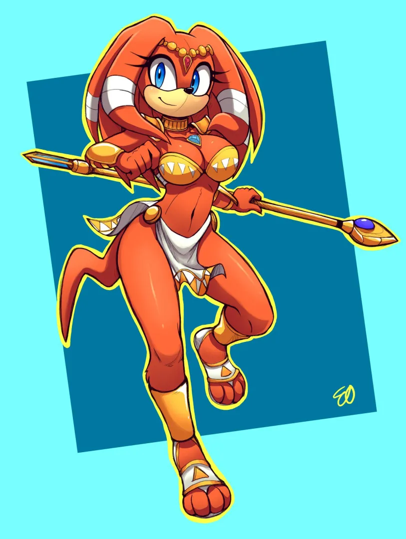 Tikal from the Sonic series wearing Krystal's iconic outfit. (SokeriKaneli)