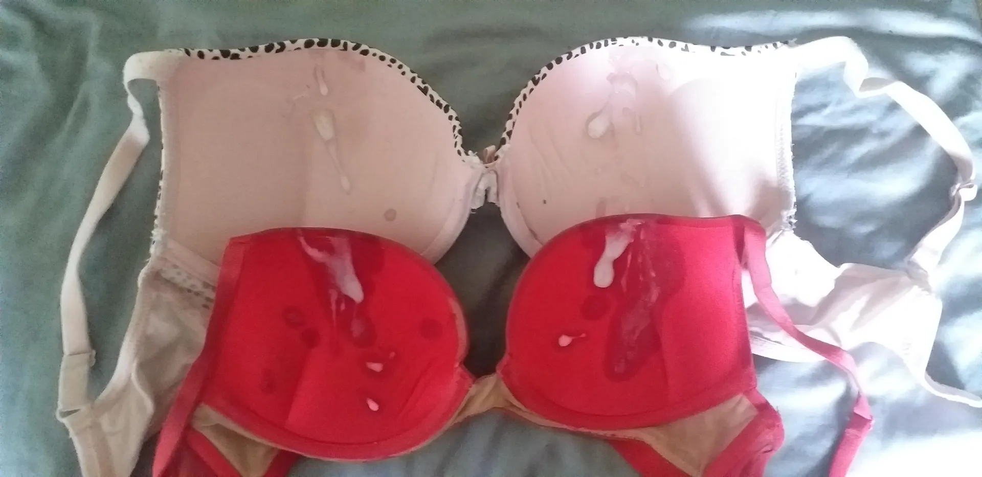 2 well worn, very padded cum worthy bras 