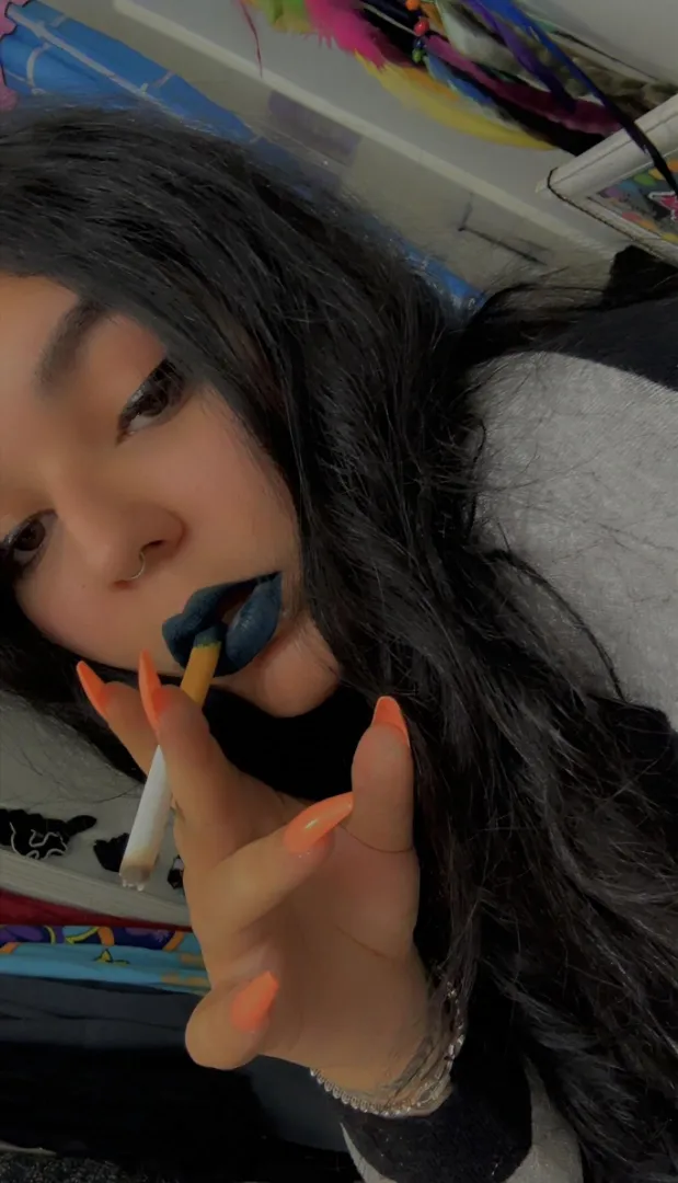 Blue stained cigarette