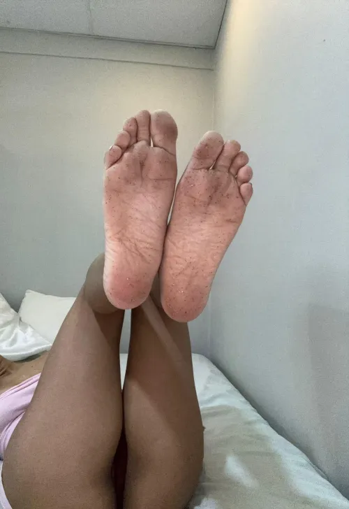 Dusty soles ready to be cleaned by you
