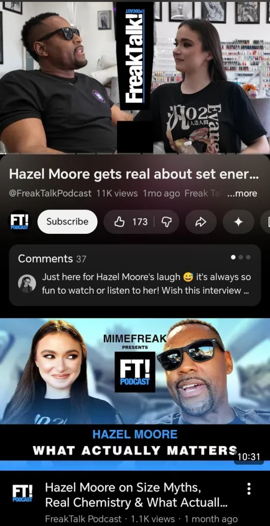 This amazing interview highlights Hazel's personality and what she loves. She's a girl who loves porn and is full of energy, but production companies have become stingy and no longer record scenes with legends likes Hazel Moore, She love challenging, a