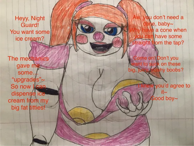 Circus Baby gives you some ice cream! (Caption)