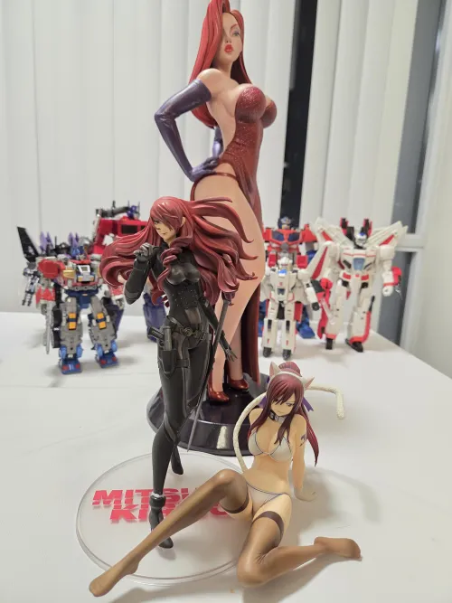 Erza with her redhead spiritual sisters Mitsuru Kirijo and Jessica Rabbit