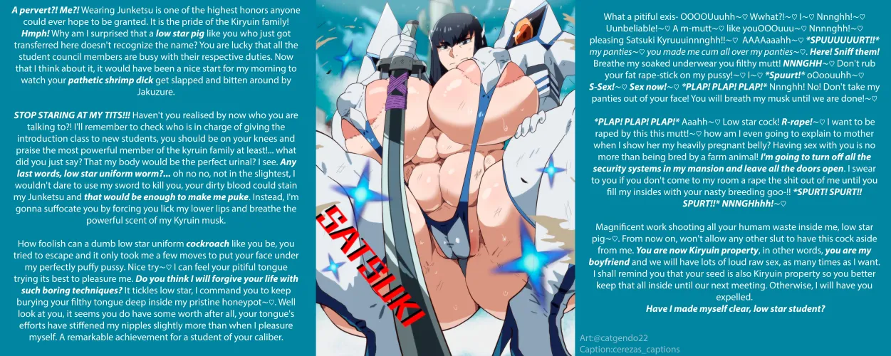 I Command You To Be My Boyfriend! [Kill la Kill][Satsuki Kyriun][Facesitting][Talk of Breeding][Degradation][Threats][Reverse Rape][Cunnilingus][Instant Loss][Forced Relationship][Artist:@catgendo22]