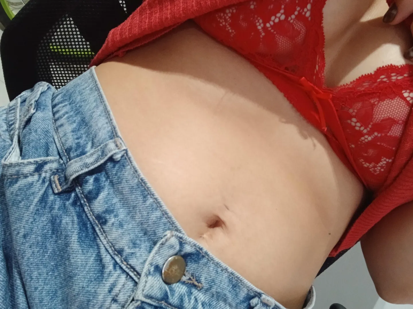 It's very noticeable that you want me to touch your belly button.