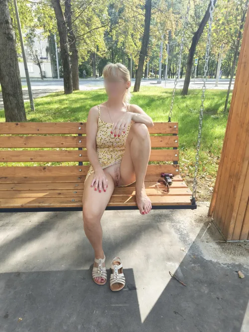 on the swing in the park