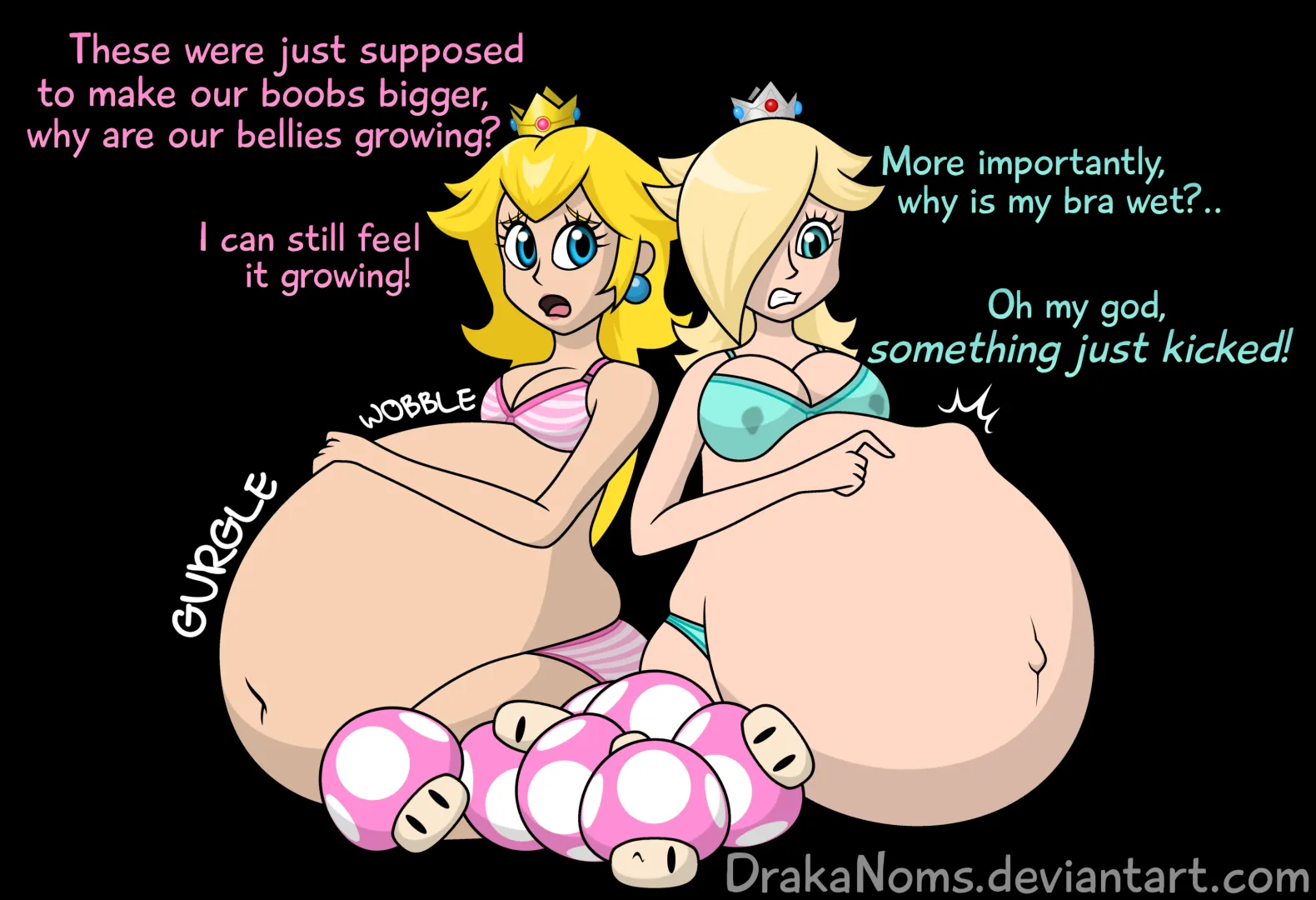 Rosalina and Peach's mushroom malfunction (drakanoms)