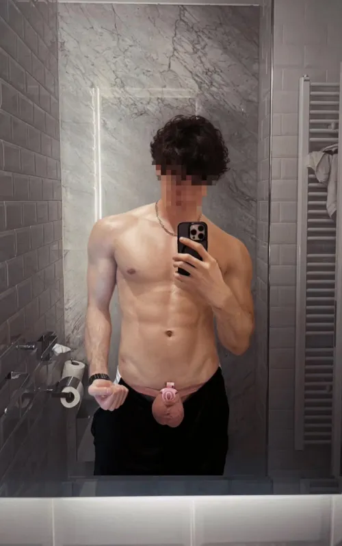 Sweaty after gym, who will lick it up?  