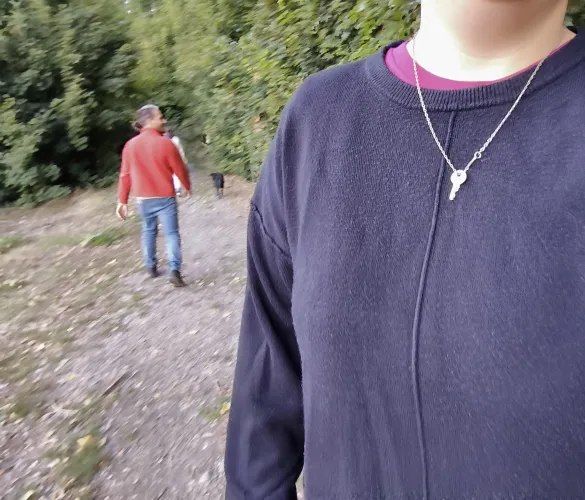 Walking through the forest… and yes, the key stays with me, always, no matter where I go.