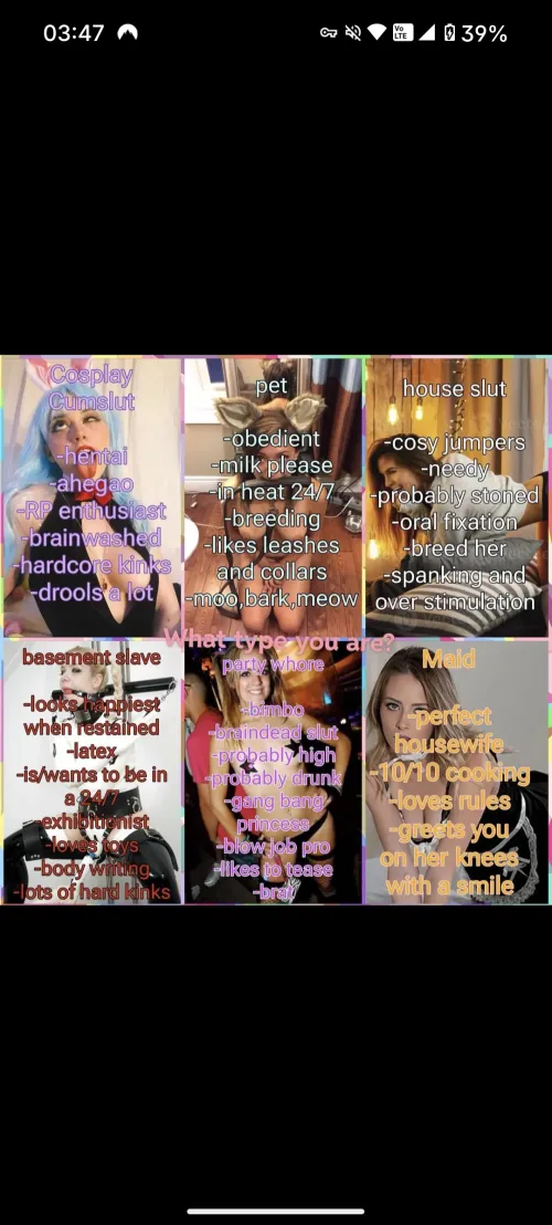 What type of slut are you?