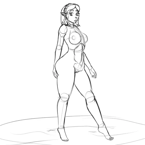 Zelda relaxing (sketch) by me