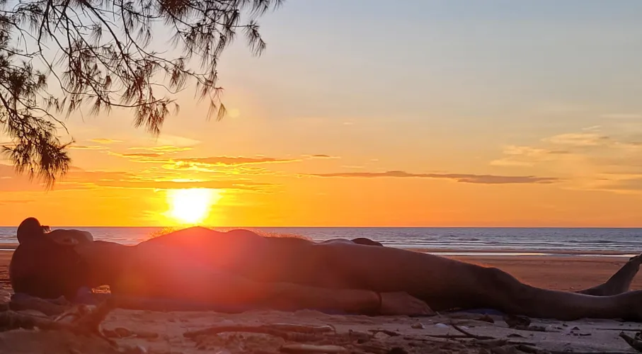 Enjoying sunset on the beach