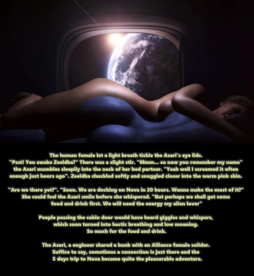 Female alliance soldier vs Asari engineer - The trip to Nova space station. (Rastifan) [Mass Effect]