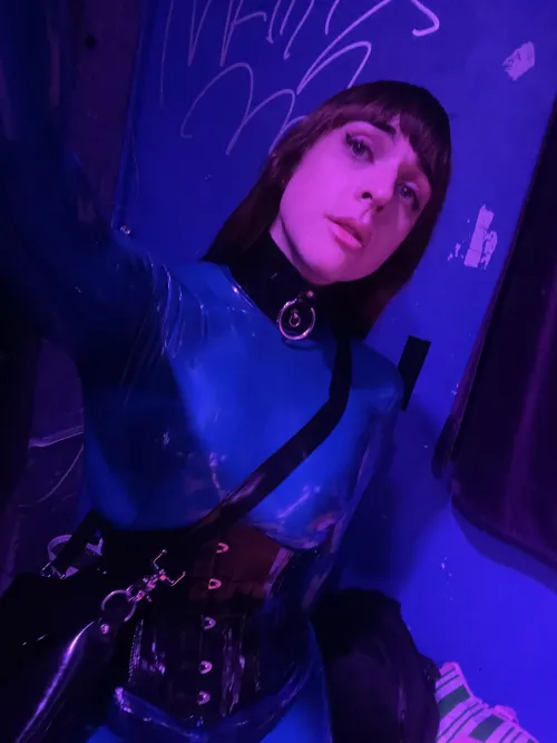 Out at the bar in rubber again 