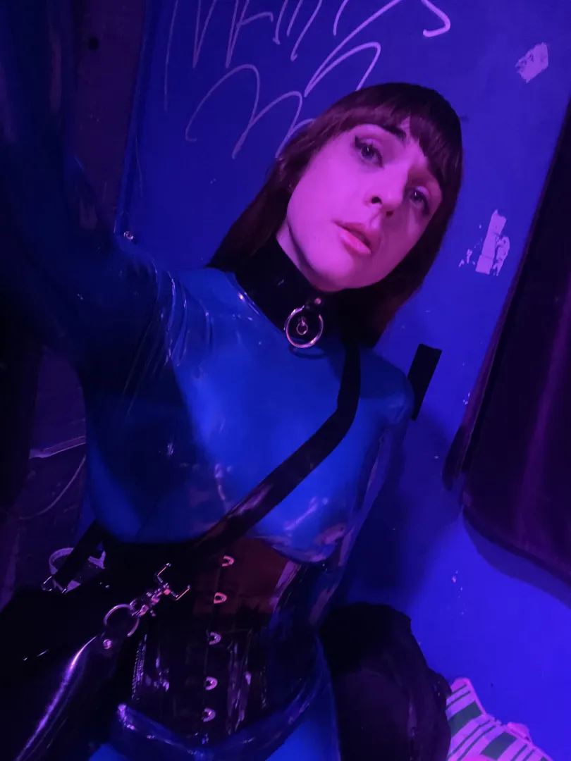 Out at the bar in rubber again 
