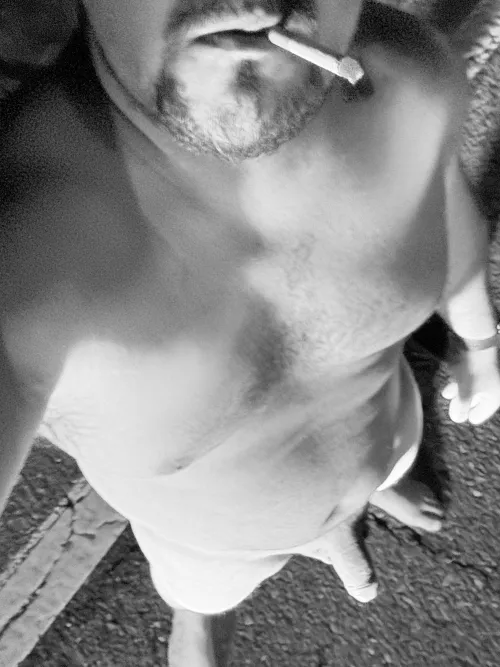 Stopped in the middle of a lonely road for a quick smoke