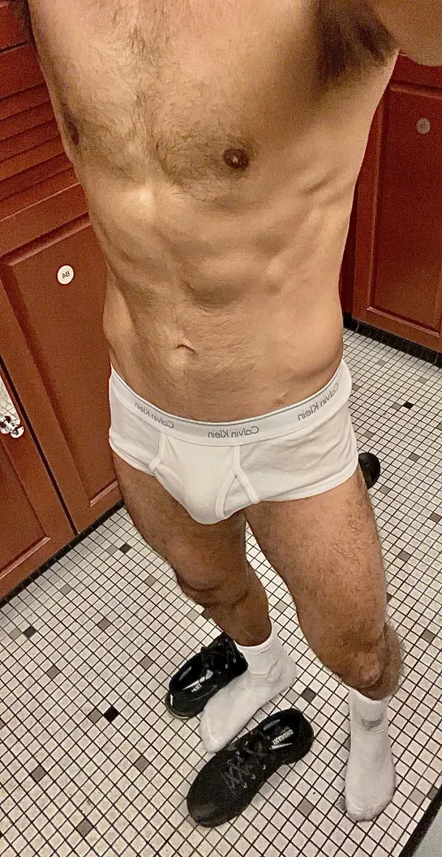 Sweaty musky gym briefs