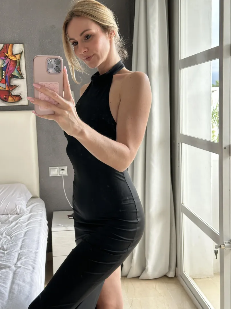 Wearing my new black tight dress makes me feel young again