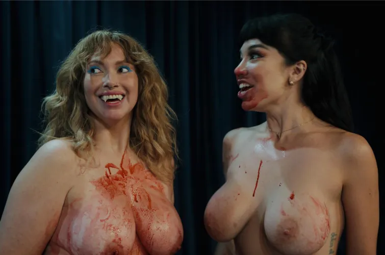 A bloody vamp and her willing victim! Jessa Flux and Little Puck!