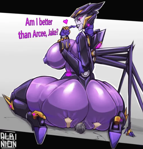 Airachnid takes a seat while Jack enjoys himself (Albinion_Art)