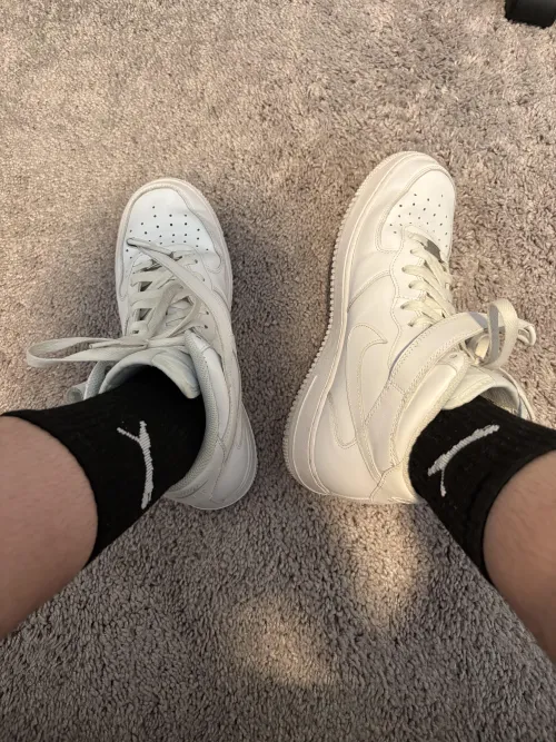 Black puma socks and white Air Forces. Is this a crime 