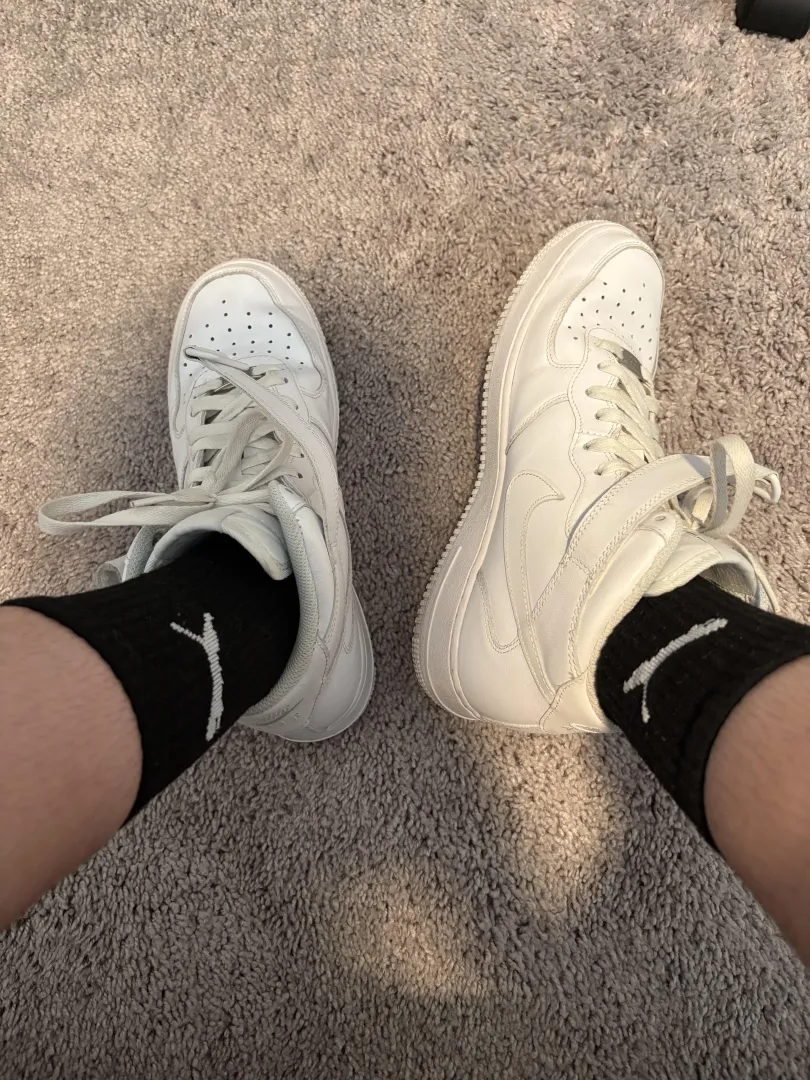 Black puma socks and white Air Forces. Is this a crime 