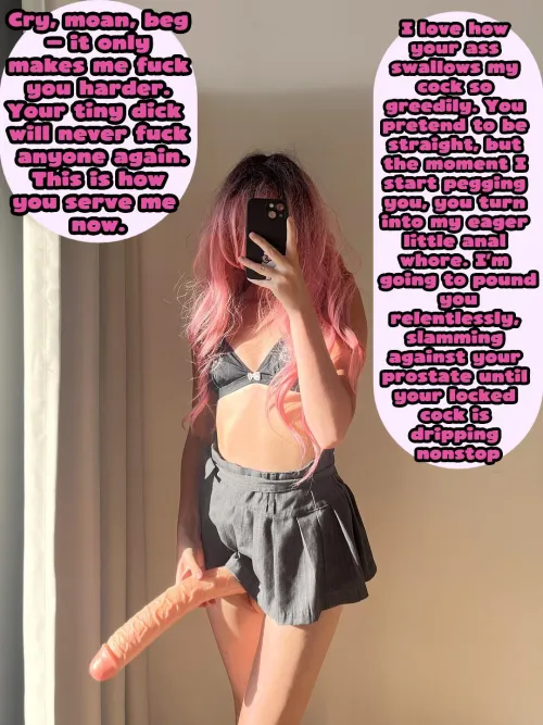 Cry, moan beg! Your tiny cock is useless this is how you serve me now! [Imagefap: princessdollmie]