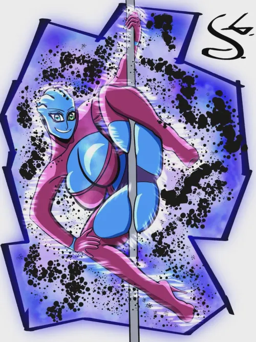 Here's some art of an Asari pole dancer I made in Procreate. Recently Came back from a 4 month art slump but I'm really happy with how this piece turned out. (IM THE ARTIST)