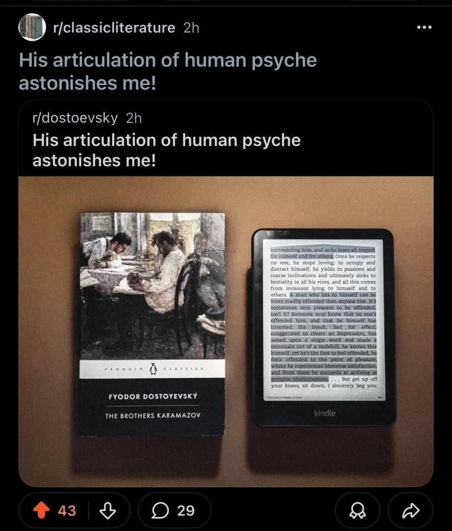 “How will anyone know how smart I am if they can’t seethe cover of the book?”