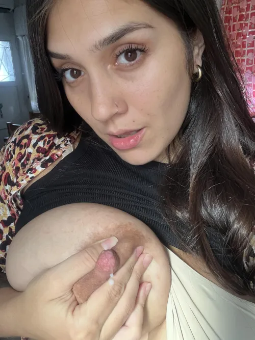 nipples so full they stay wet and shiny