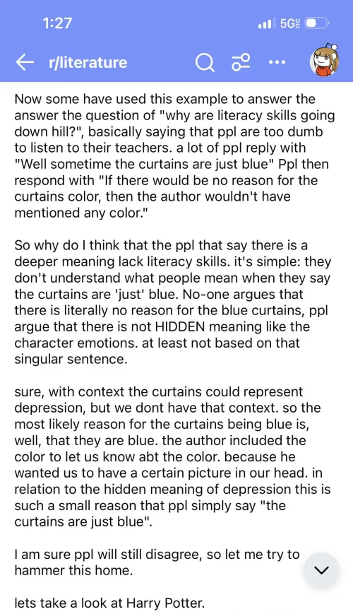 Schroedinger’s blue curtains: A Harry Potter case study