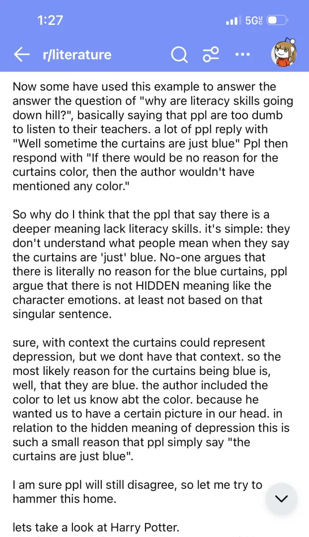 Schroedinger’s blue curtains: A Harry Potter case study