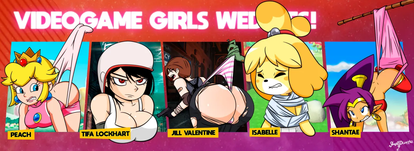 videogame girls wedgie poll peach and tifa lockhart and isabelle and shantae and jill valentine semidraws