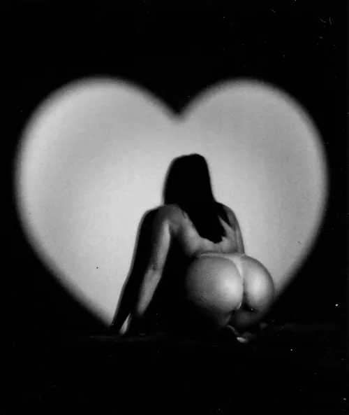 Heart shaped light, by me. Instax Square Monochrome