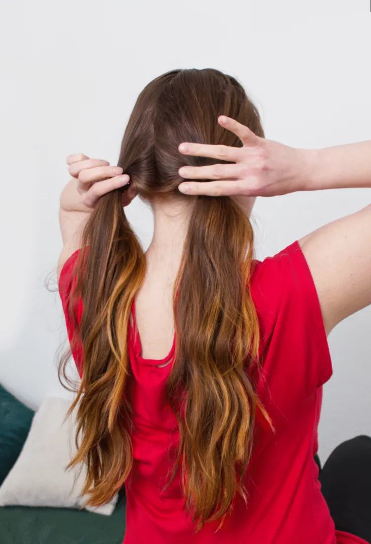 Low and sloppy pigtails. Do you like them?