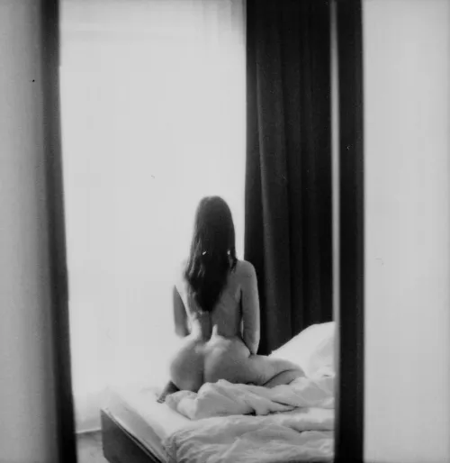 Morning mirror, by me. Instax Square Monochrome
