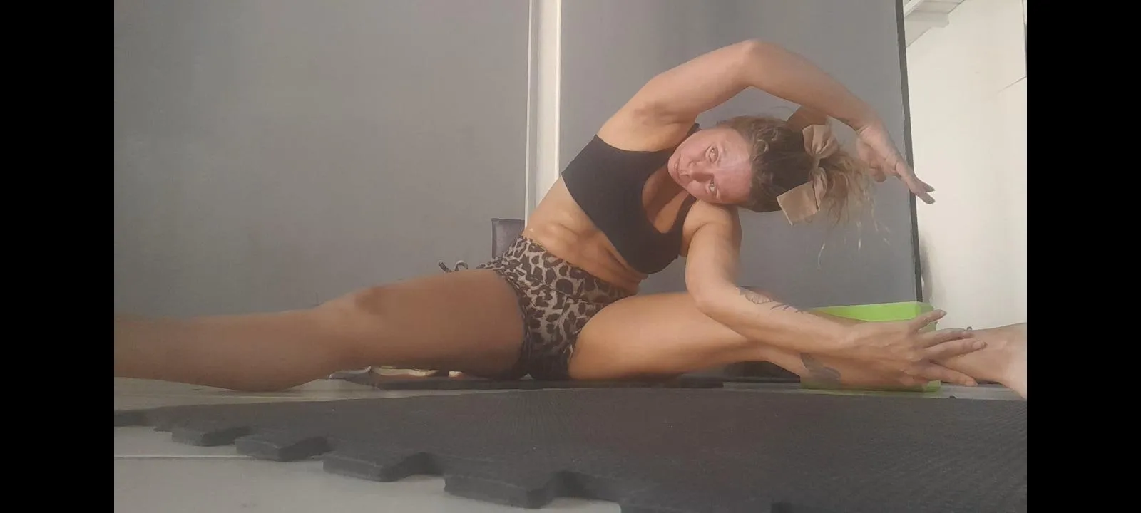 taking a stretch in my sportbra