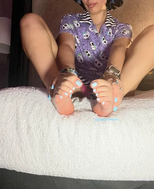 Almost matching my pretty feet it’s still blue 